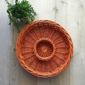 Woven Wicker Divided Serving Tray chips salsa wall HOME DECOR DISH BOHO SERVING